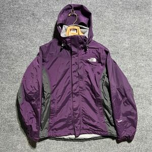 The North Face HyVent Rain Jacket Womens Medium Purple Grey Hooded Windbreaker